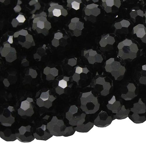 Glasschliffperlen schwarz rund (Ø: 4 mm), 1 Strang