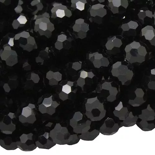 Glasschliffperlen schwarz rund (Ø: 4 mm), 1 Strang