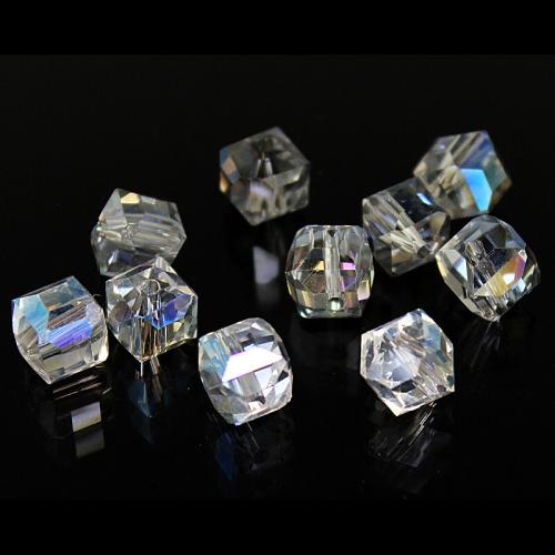 Glasschliffperlen Würfel blau (ca. Ø: 8 mm), 10 Perlen