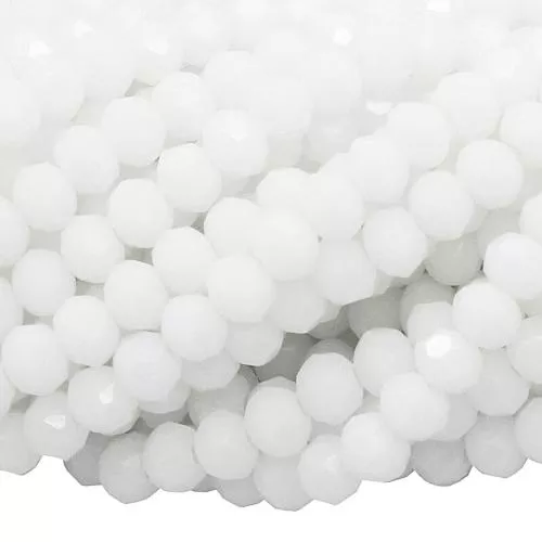 Glasschliffperlen schneeweiß Rondell (Ø: 3 mm), 1 Strang