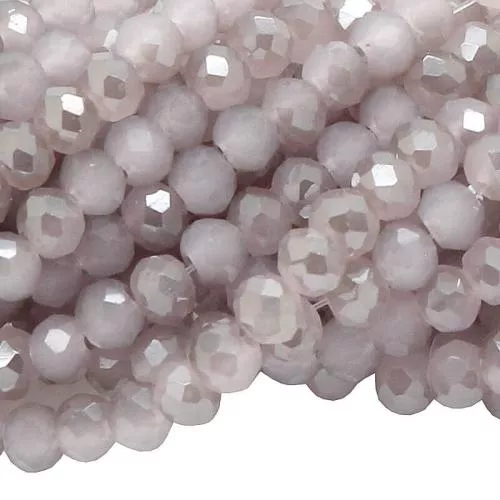 Glasschliffperlen Rondell altrosa-getönt opak glänzend (Ø: 3 mm), 1 Strang