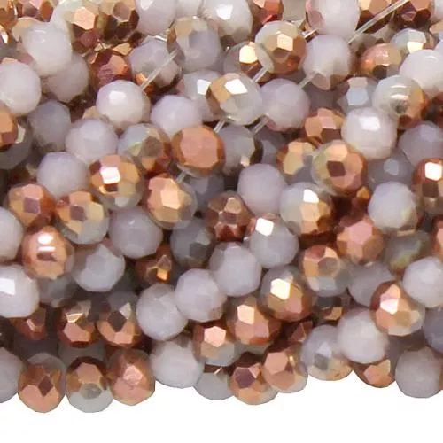 Glasschliffperlen Rondell altrosa-Kupfer opak galvanisiert (Ø: 2,5 mm), 1 Strang