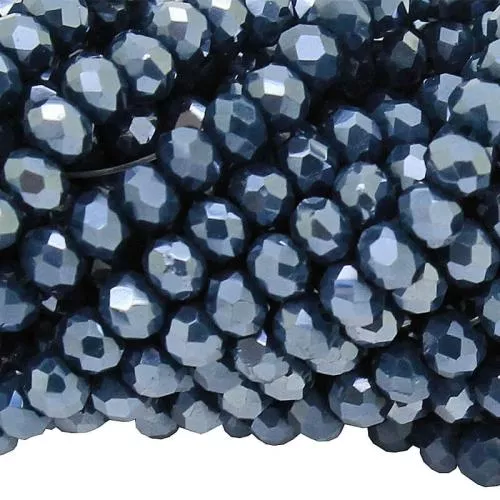 Glasschliffperlen Rondell Azurblau glänzend (Ø: 3 mm), 1 Strang