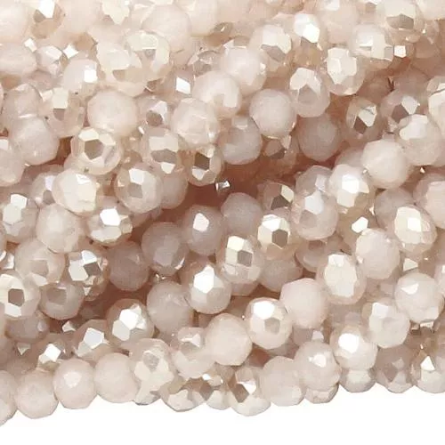 Glasschliffperlen Rondell beige opak glänzend (Ø: 3 mm), 1 Strang