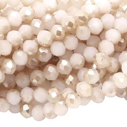 Glasschliffperlen Rondell beige opak glänzend (Ø: 4 mm), 1 Strang