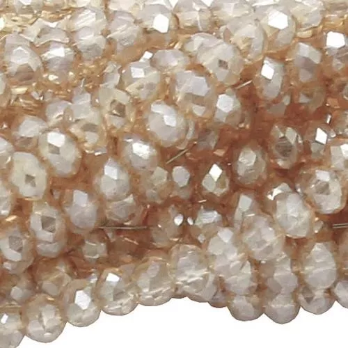Glasschliffperlen Rondell beige transparent galvanisiert (Ø: 2,5 mm), 1 Strang