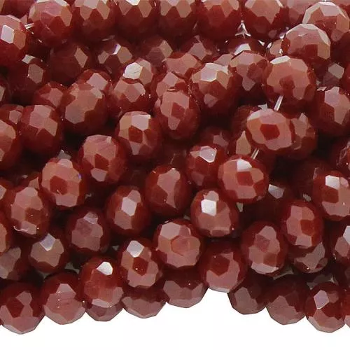 Glasschliffperlen Rondell Bordeauxrot opak (Ø: 4 mm), 1 Strang