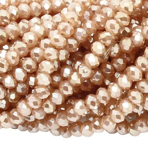 Glasschliffperlen Rondell Camel opak glänzend (Ø: 3 mm), 1 Strang