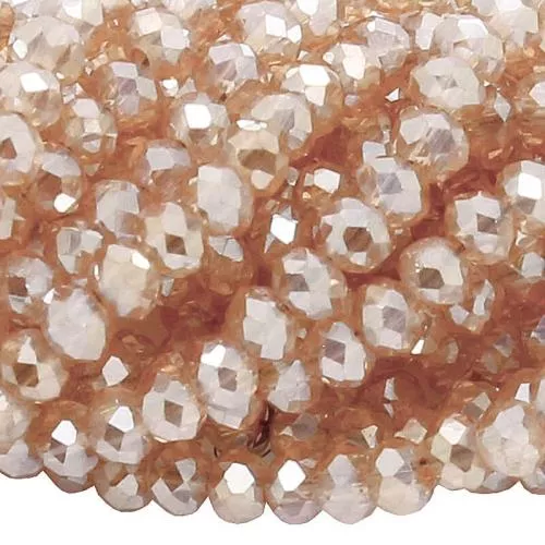 Glasschliffperlen Rondell Camel transparent galvanisiert (Ø: 3 mm), 1 Strang