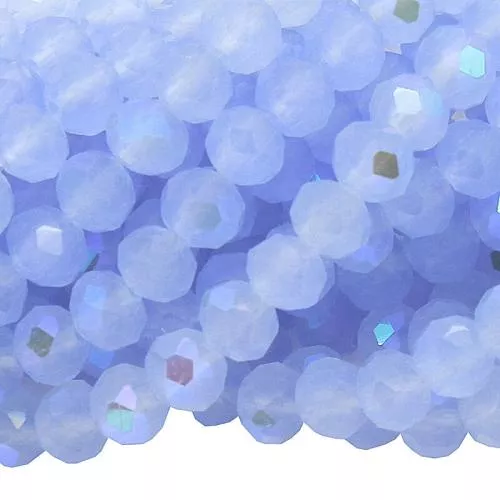 Glasschliffperlen Rondell eisblau Jadeart galvanisiert (Ø: 4 mm), 1 Strang