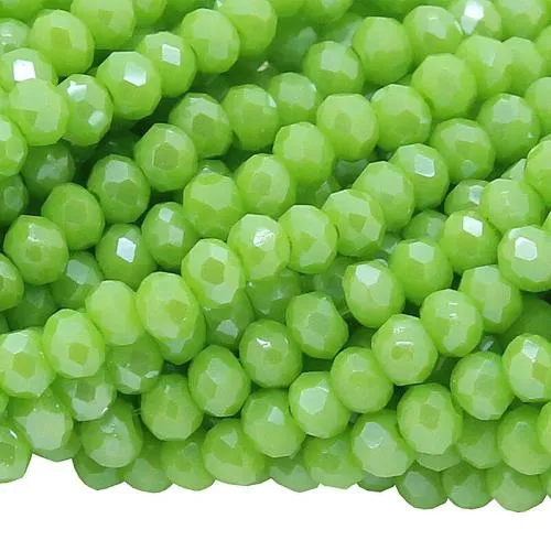 Glasschliffperlen Rondell erbsengrün opak glänzend (Ø: 2,5 mm), 1 Strang