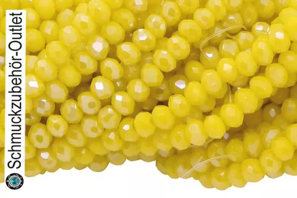 Glasschliffperlen Rondell gelb opak glänzend (Ø: 2,5 mm), 1 Strang