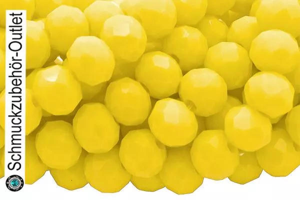 Glasschliffperlen Rondell gelb opak (Ø: 4 mm), 1 Strang