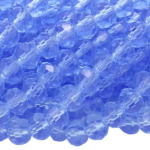 Glasschliffperlen transparent-himmelblau Rondell (Ø: 4 mm), 1 Strang