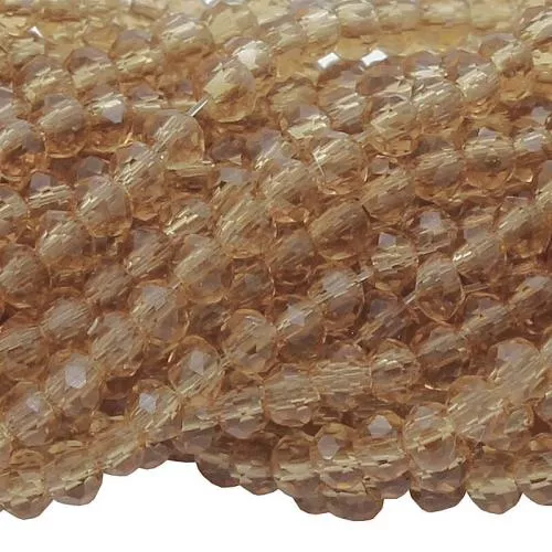 Glasschliffperlen Rondell Haselnuss transparent (Ø: 2,5 mm), 1 Strang