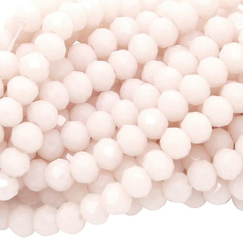 Glasschliffperlen Rondell hell Puder opak (Ø: 3,5 mm), 1 Strang
