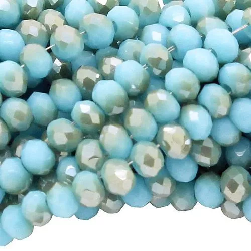 Glasschliffperlen Rondell opak hellblaugrau glänzend (Ø: 3 mm), 1 Strang