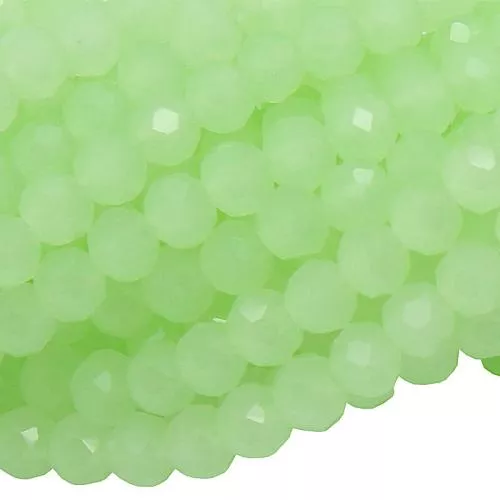Glasschliffperlen Rondell hellgrün Jade-glänzend (Ø: 4 mm), 1 Strang