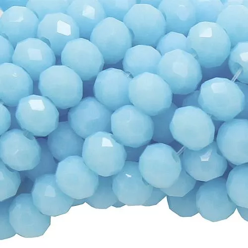 Glasschliffperlen Rondell himmelblau opak (Ø: 4mm), 1 Strang