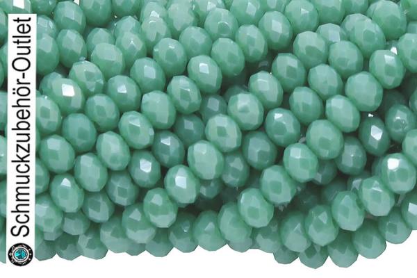 Glasschliffperlen Rondell meeresgrün opak glänzend (Ø: 2,5 mm), 1 Strang