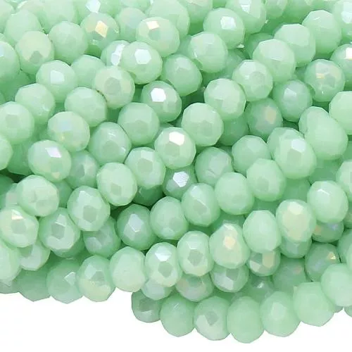 Glasschliffperlen Rondell mintgrün opak glänzend (Ø: 3,5 mm), 1 Strang