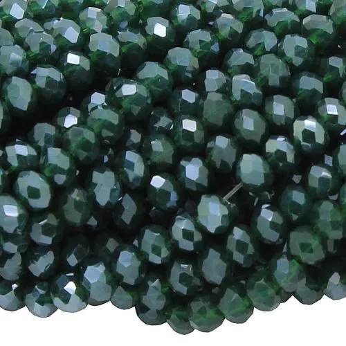Glasschliffperlen Rondell Tannengrün opak glänzend (Ø: 2,5 mm), 1 Strang