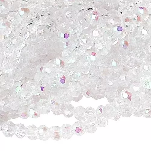 Glasschliffperlen Rondell Kristall transparent - galvanisiert (Ø: 2 mm), 1 Strang