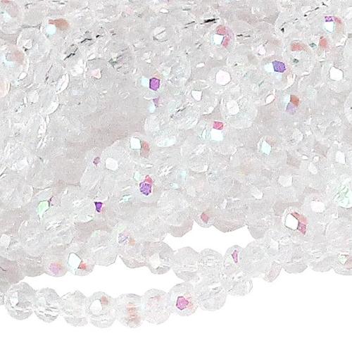 Glasschliffperlen Rondell Kristall transparent - galvanisiert (Ø: 3 mm), 1 Strang
