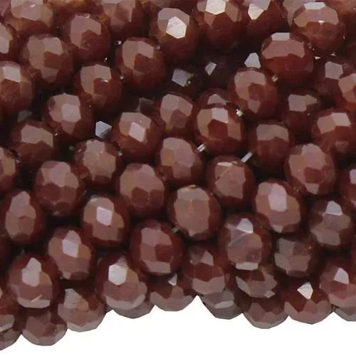 Glasschliffperlen Rondell Portweinrot opak (Ø: 3,5 mm), 1 Strang