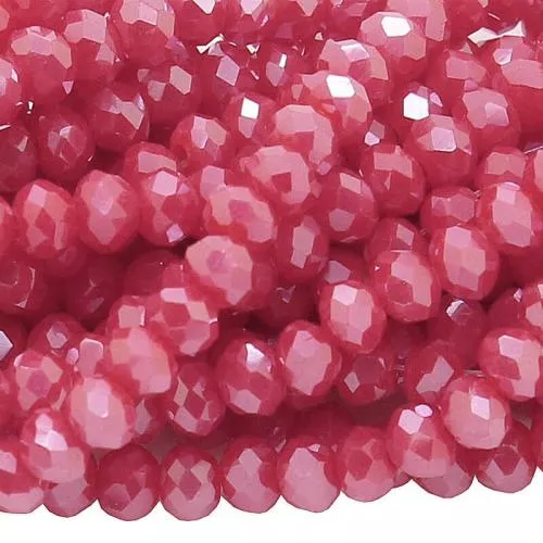Glasschliffperlen Rondell rot opak glänzend (Ø: 2,5 mm), 1 Strang