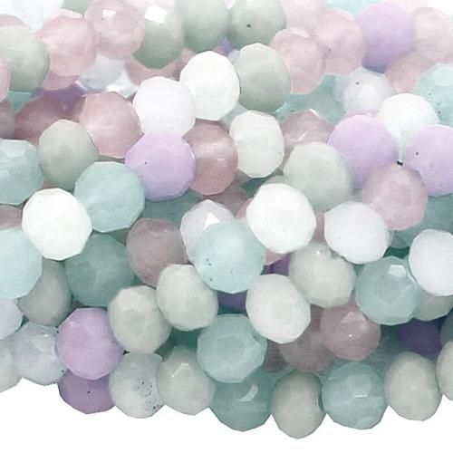 Glasschliffperlen pastell-bunt Rondell (Ø: 3 mm), 1 Strang