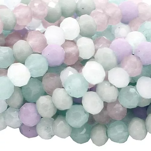Glasschliffperlen pastell-bunt Rondell (Ø: 3 mm), 1 Strang