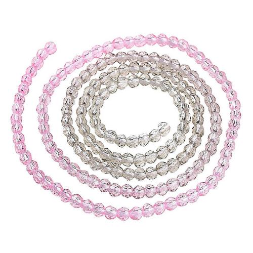 Glasschliffperlen Rondell rosa-grau transparent (Ø: 2 mm), 1 Strang