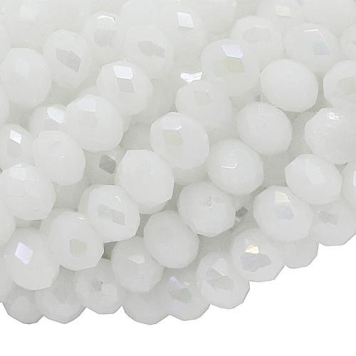 Glasschliffperlen Rondell Milchglas weiß - galvanisiert (Ø: 2,5 mm), 1 Strang