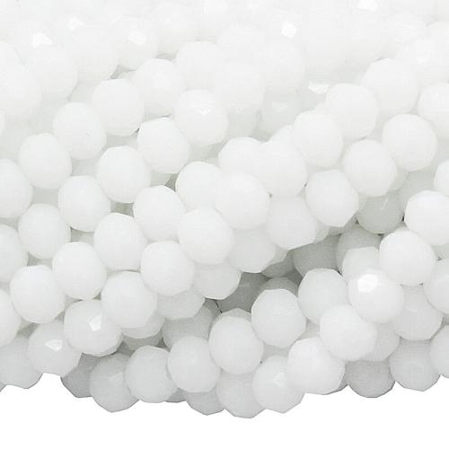 Glasschliffperlen Rondell Milchglas / Jadeart weiß (Ø: 2,5 mm), 1 Strang