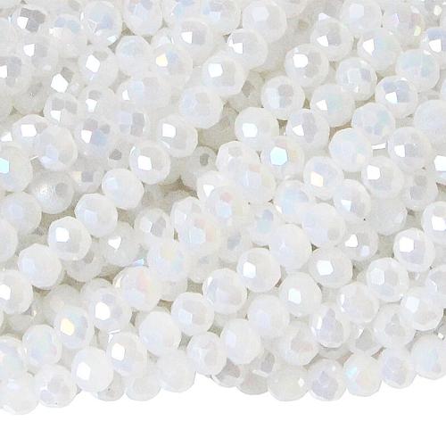 Glasschliffperlen Rondell Milchglas mit Perlglanz weiß (Ø: 3 mm), 1 Strang