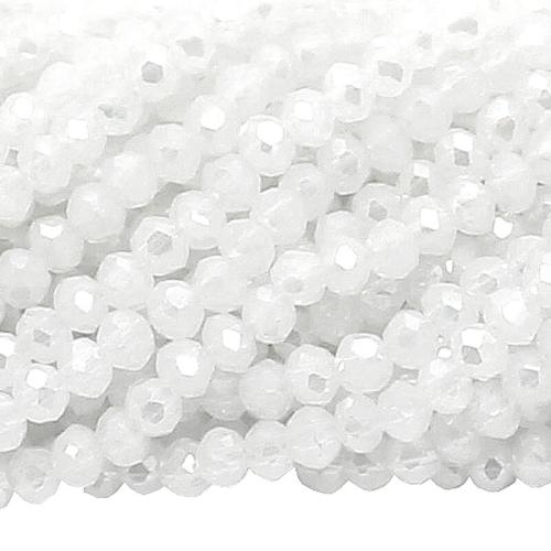 Glasschliffperlen Rondell weiß opak glänzend (Ø: 3 mm), 1 Strang
