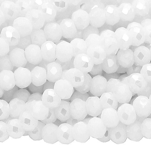 Glasschliffperlen Rondell weiß opak (Ø: 2,5 mm), 1 Strang