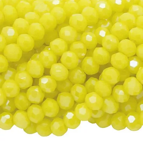 Glasschliffperlen Rondell zitronengelb opak glänzend (Ø: 3 mm), 1 Strang
