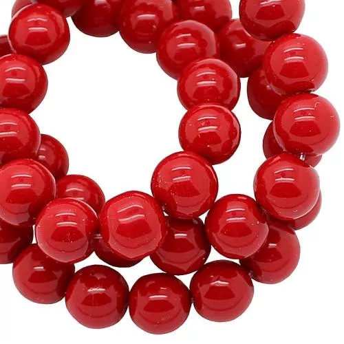 Glasperlen rot rund (Ø: 6 mm), 1 Strang