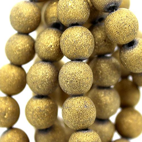 Glasperlen angeraut-matt gold (Ø: 6 mm), 1 Strang