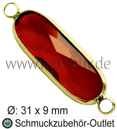 Glasverbinder, oval, Farbe: rot, Ø:31x9, 1 Stück