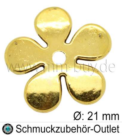 Perlenkappen nickelfrei goldfarben (Ø: 21 x 2.5 mm), 2 Stück