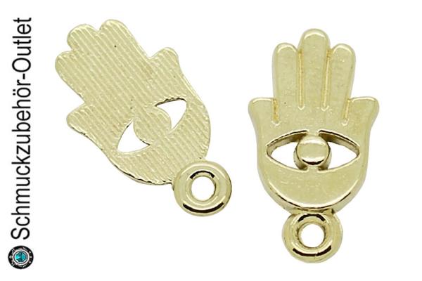Schmuckanhänger „Hand der Fatima“ goldfarben (15,5 x 8 mm), 1 Stück