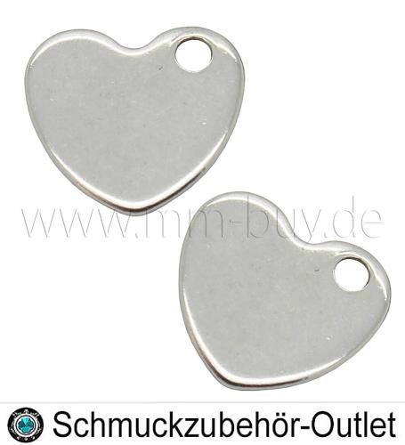 Edelstahl Schmuckanhänger „Herz“ [9x10mm] - 5 Stück