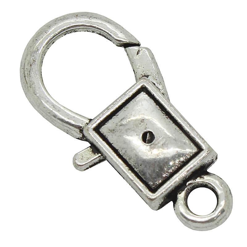 Silberfarbener Karabinerverschluss aus Zamak mit für Ketten und Armbänder