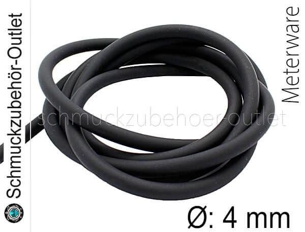 Kautschukband schwarz rund nicht hohl (Ø: 4 mm) Meterware