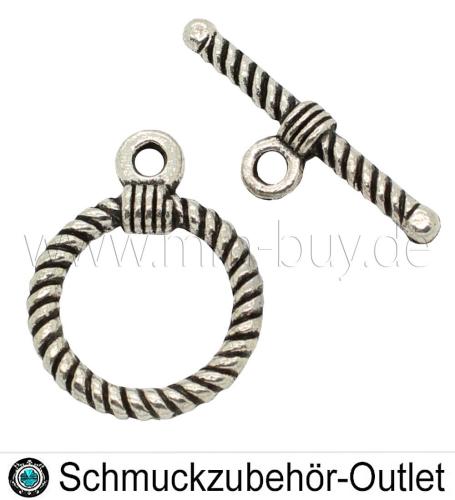Knebelverschlüsse, silberfarben, rund, Ø: 14x18 mm, 1 Stück
