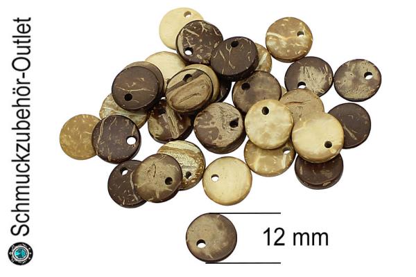 Kokos Perlen hell und -dunkelbraun (Ø: 12 mm), 40 Perlen