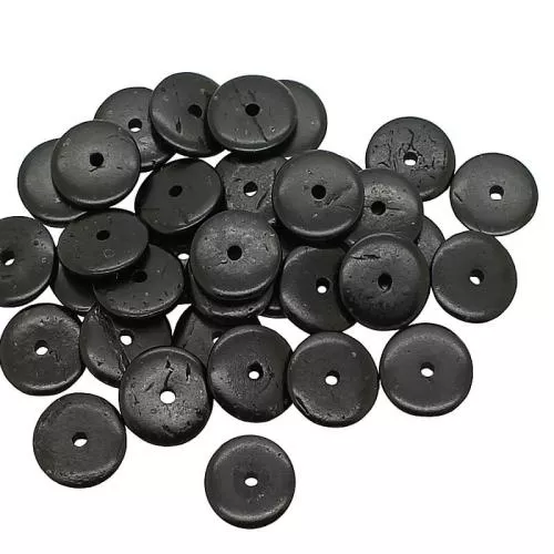 Kokosnussperlen schwarz (Ø: 12 x 2 mm), 50 Perlen